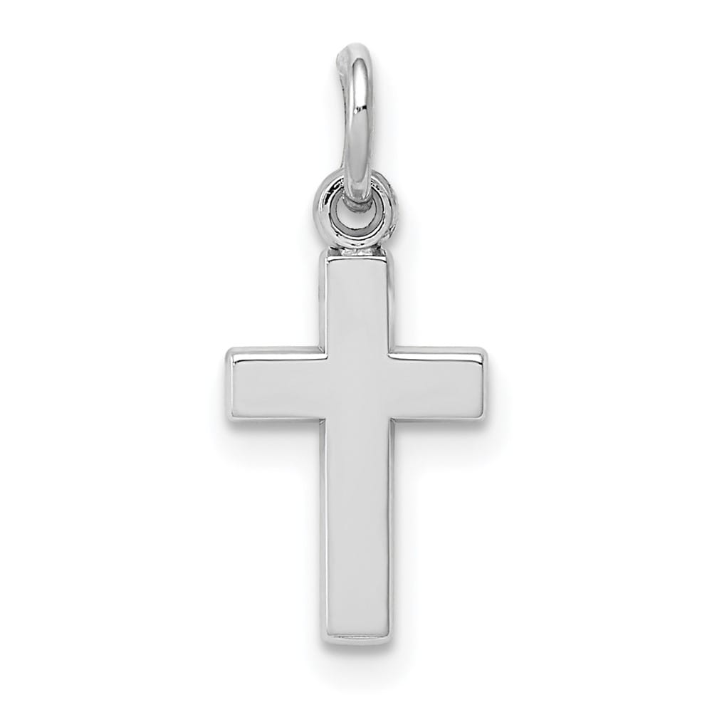 10K White Gold Solid Polished Medium Latin Cross Charm