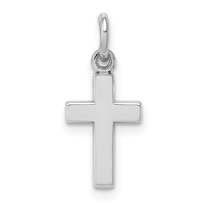 10K White Gold Solid Polished Medium Latin Cross Charm