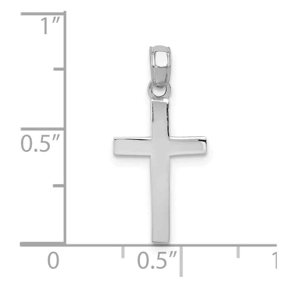 10K White Gold Solid Polished Medium Latin Cross Pendant