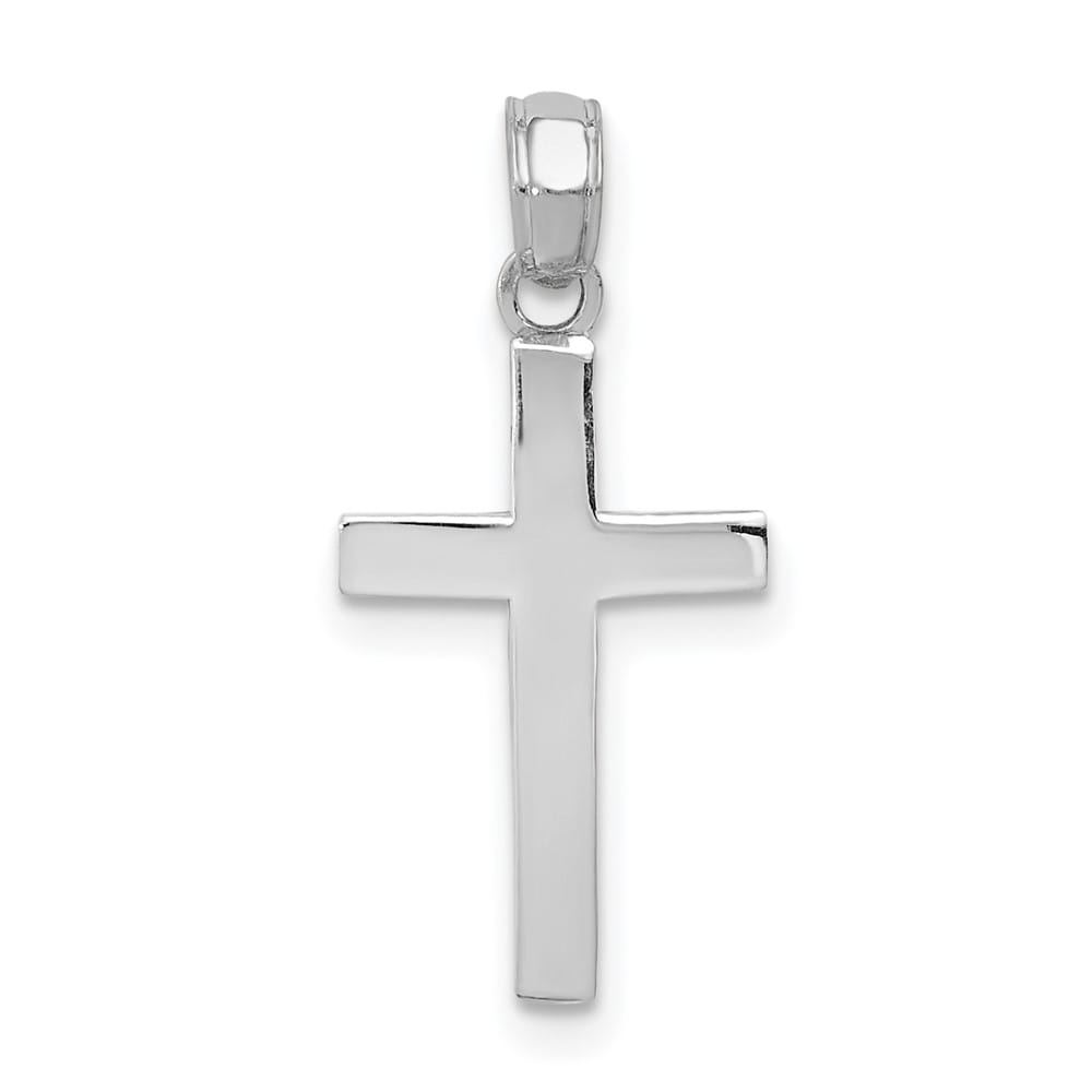 10K White Gold Solid Polished Medium Latin Cross Pendant