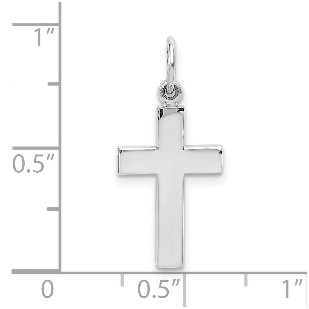 10K White Gold Solid Polished Medium Latin Cross Pendant