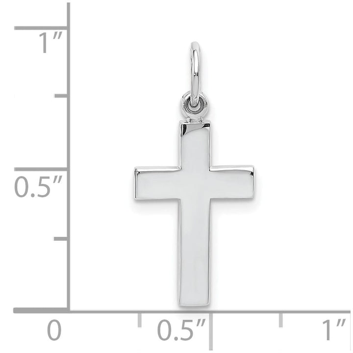 10K White Gold Solid Polished Medium Latin Cross Pendant