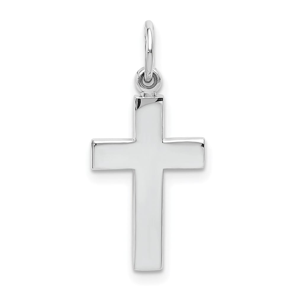 10K White Gold Solid Polished Medium Latin Cross Pendant