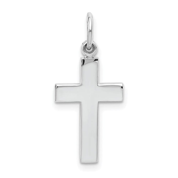 10K White Gold Solid Polished Medium Latin Cross Pendant