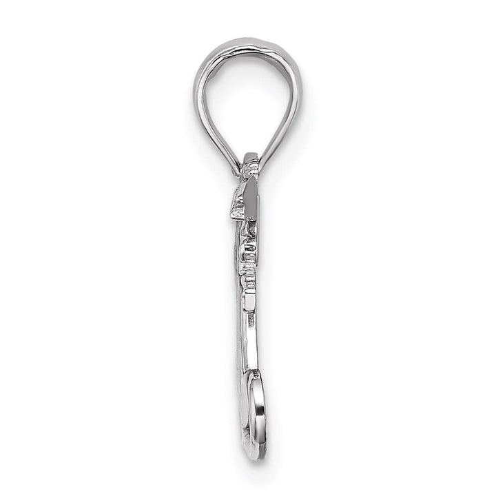 10K White Gold Solid Polished Medium MOM with Heart and Angels Pendant