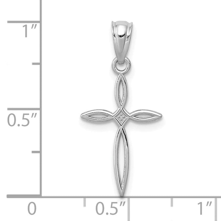10K White Gold Solid Polished Medium Passion Cross Charm