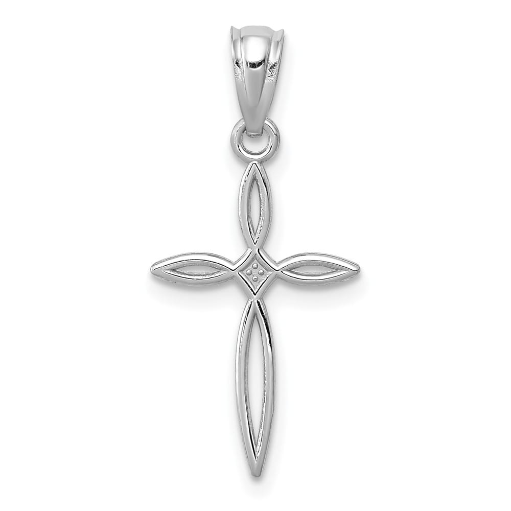 10K White Gold Solid Polished Medium Passion Cross Charm