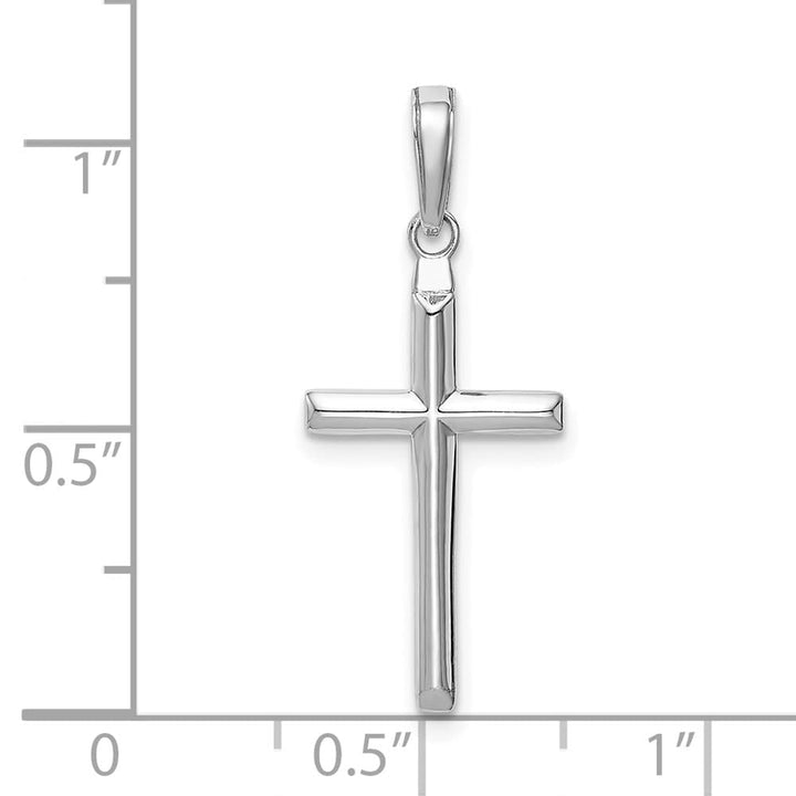 10K White Gold Solid Polished Medium Reversible Latin Cross Pendant
