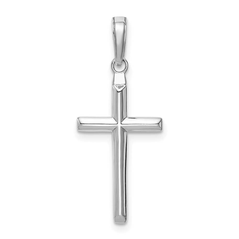10K White Gold Solid Polished Medium Reversible Latin Cross Pendant
