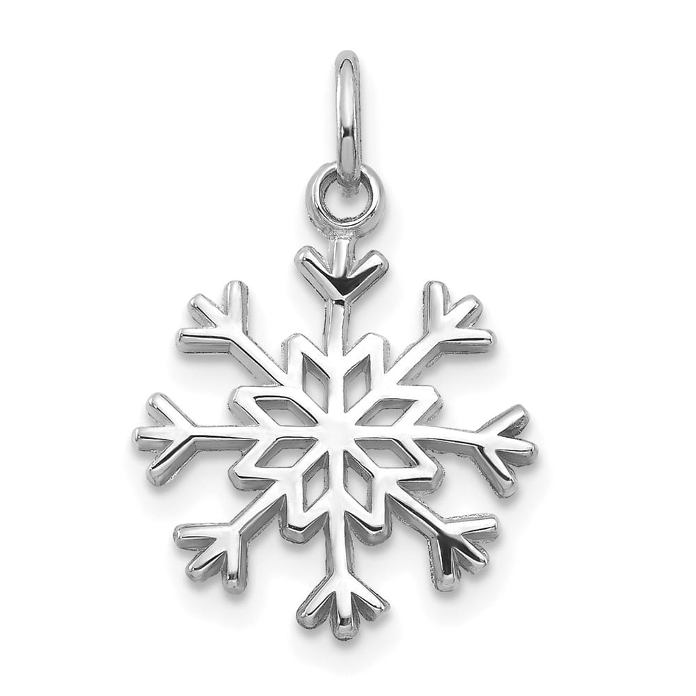 10K White Gold Solid Polished Medium Snowflake Charm