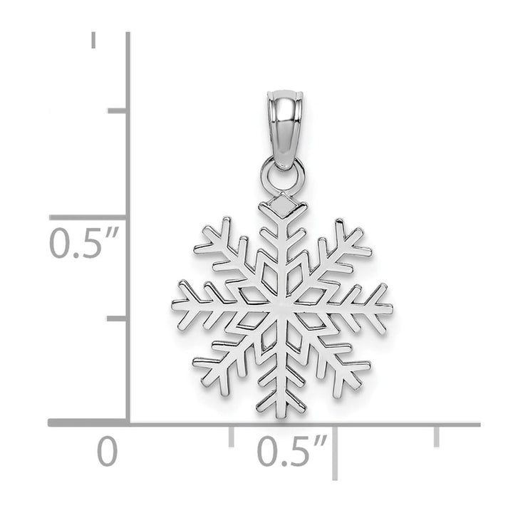 10K White Gold Solid Polished Medium Snowflake Pendant