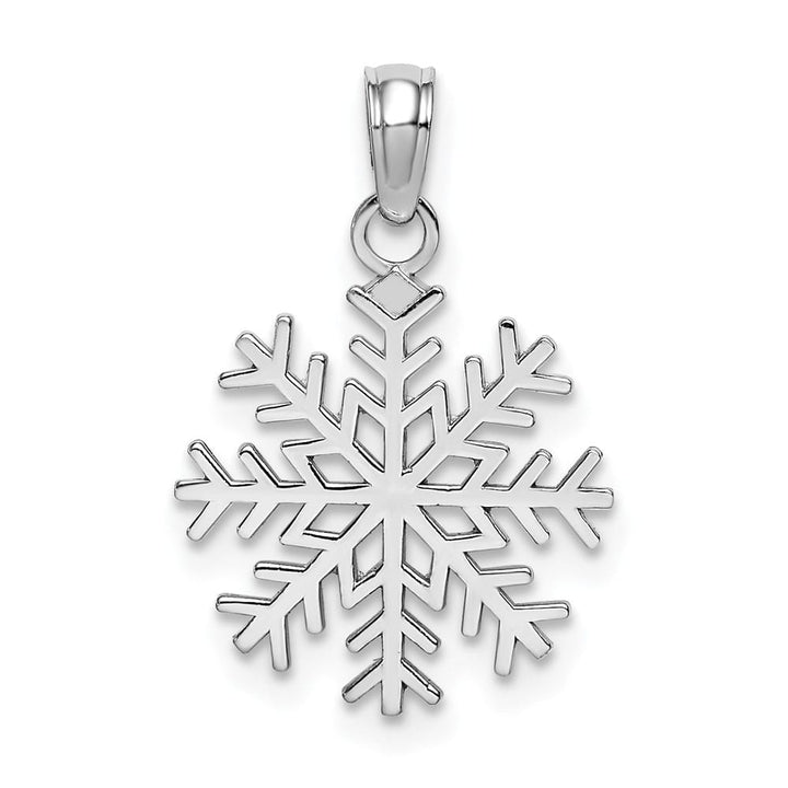 10K White Gold Solid Polished Medium Snowflake Pendant