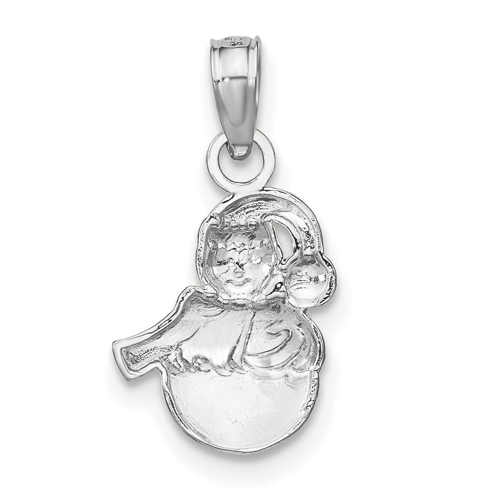 10K White Gold Solid Polished Medium Snowman Pendant