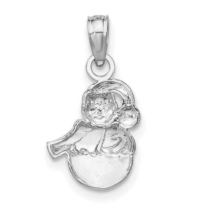10K White Gold Solid Polished Medium Snowman Pendant