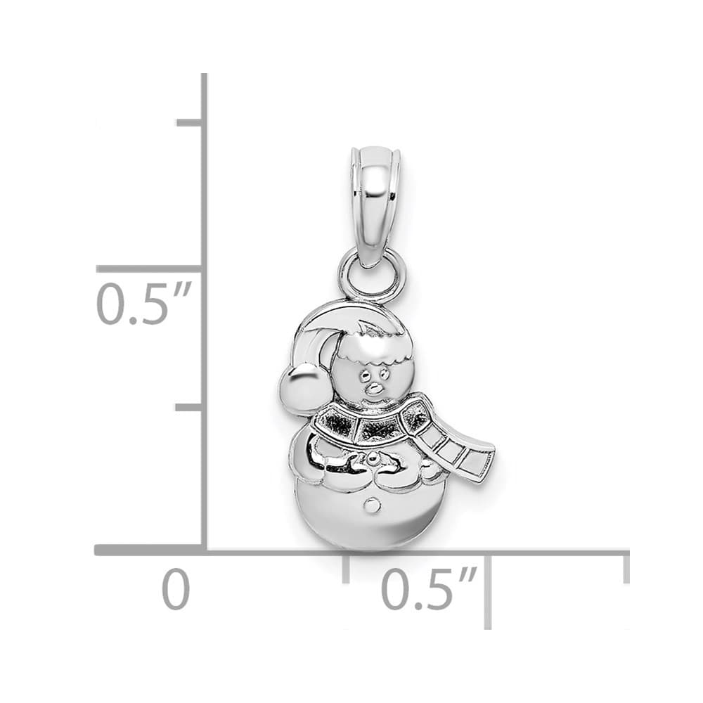 10K White Gold Solid Polished Medium Snowman Pendant