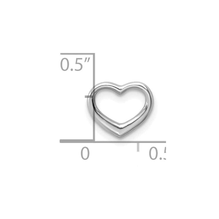 10K White Gold Solid Polished Petite Floating Heart Chain Slide