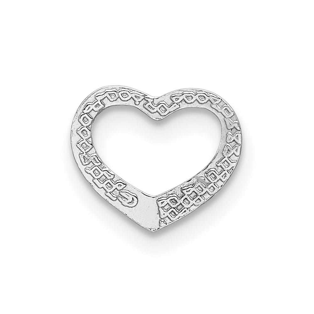 10K White Gold Solid Polished Petite Floating Heart Chain Slide