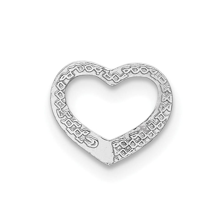 10K White Gold Solid Polished Petite Floating Heart Chain Slide