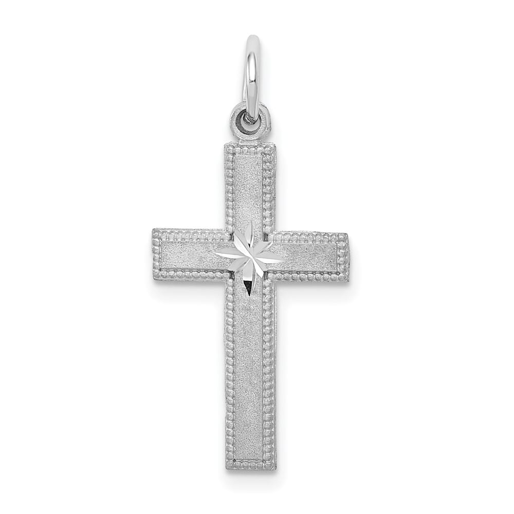 10K White Gold Solid Polished Satin D.C. Large Latin Cross Pendant