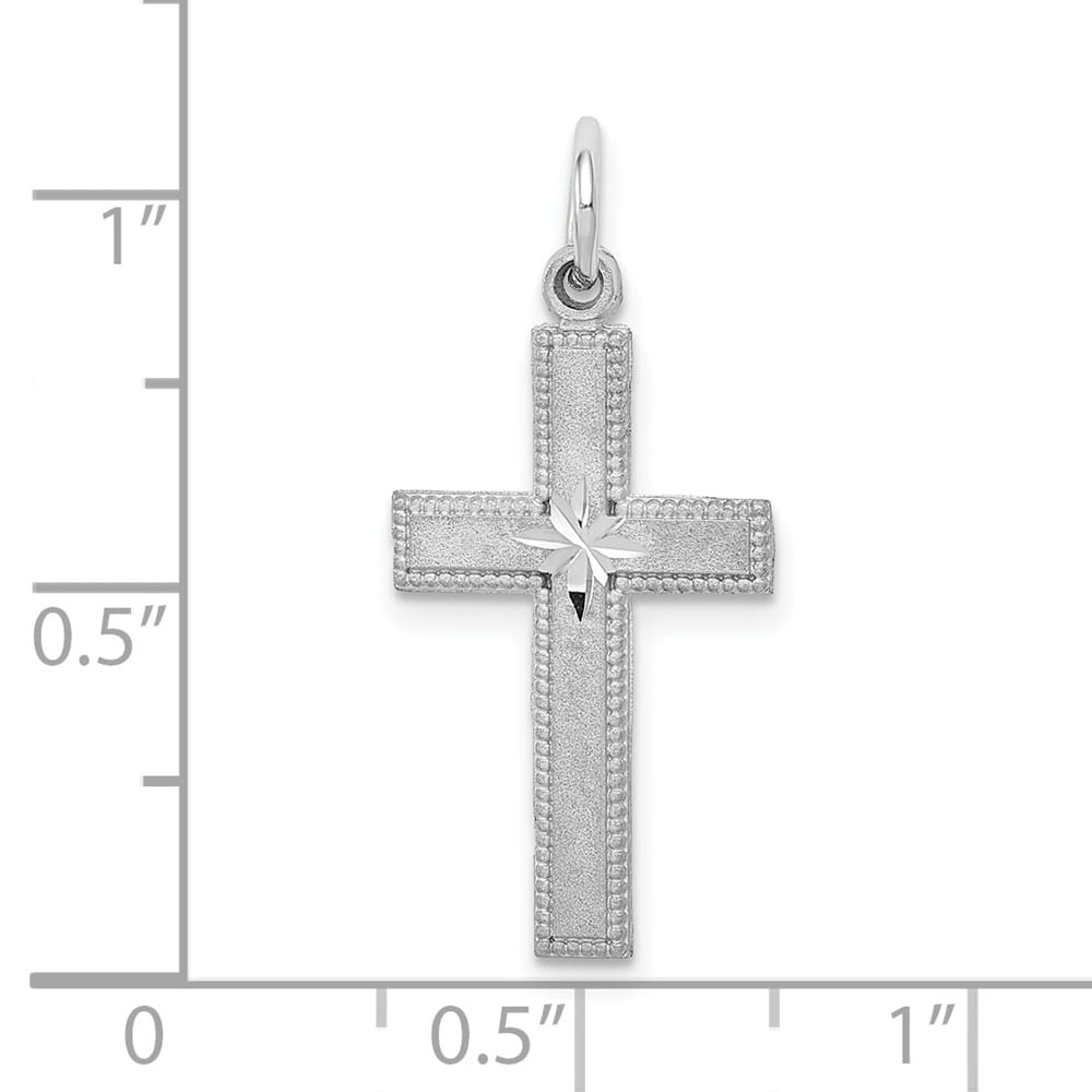 10K White Gold Solid Polished Satin D.C. Large Latin Cross Pendant
