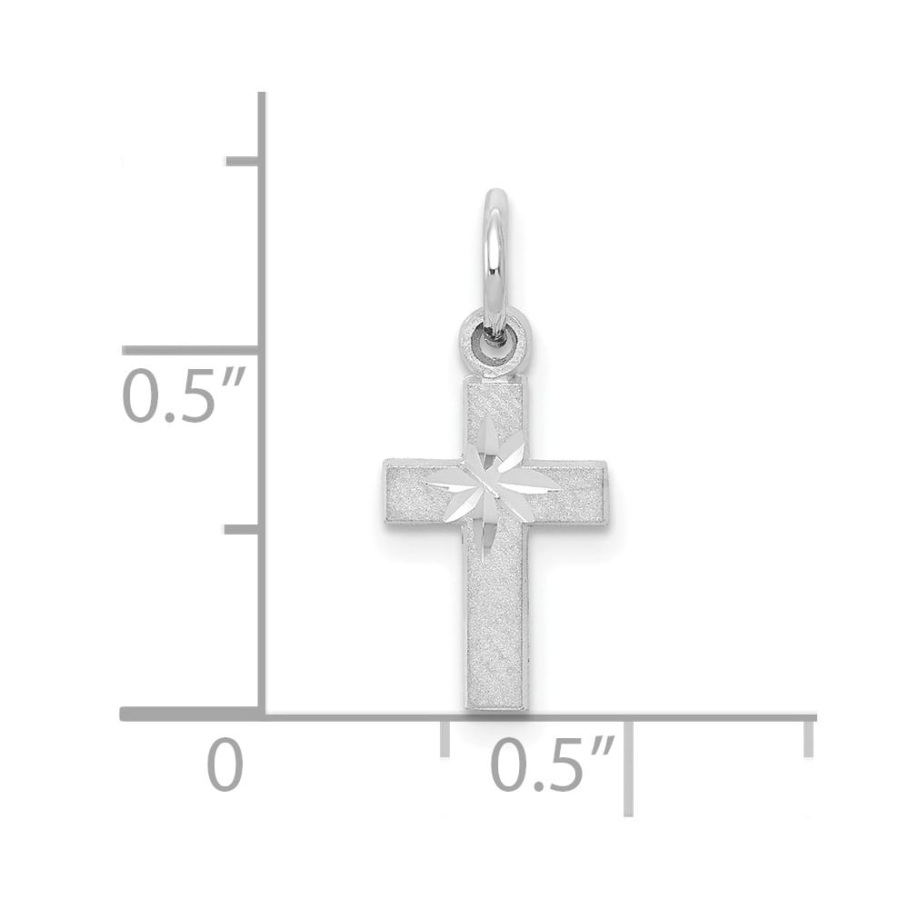 10K White Gold Solid Polished Satin D.C. Medium Latin Cross Charm