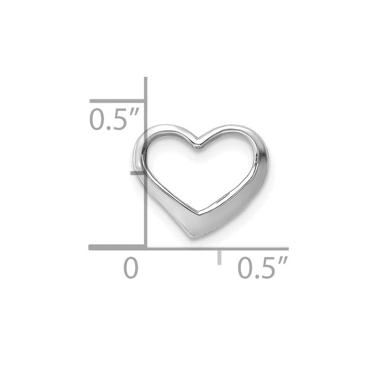 10K White Gold Solid Polished Small Floating Heart Chain Slide