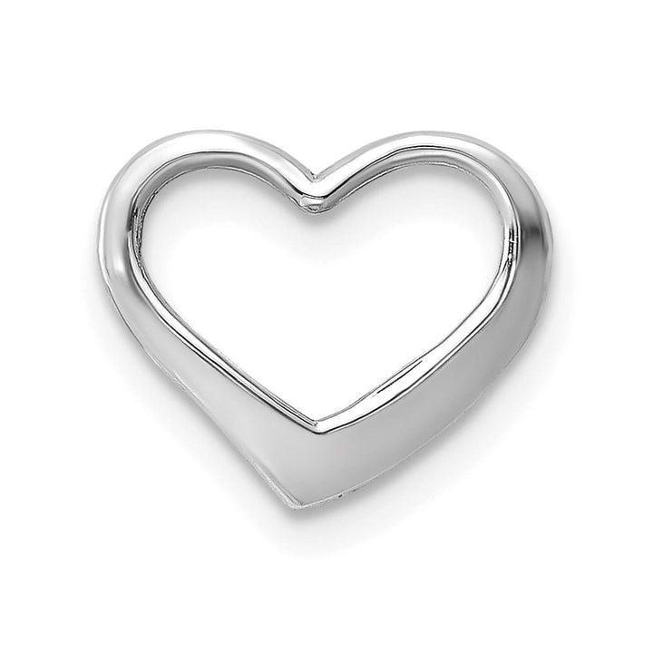 10K White Gold Solid Polished Small Floating Heart Chain Slide
