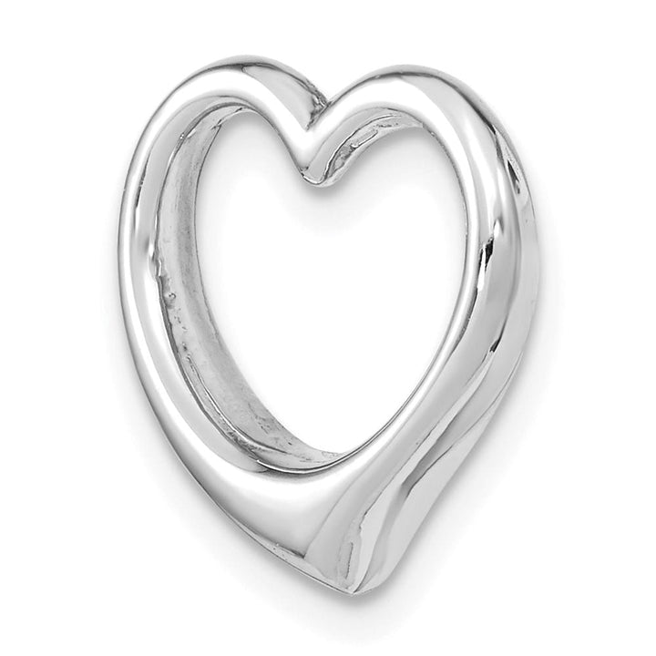 10K White Gold Solid Polished Small Floating Heart Chain Slide