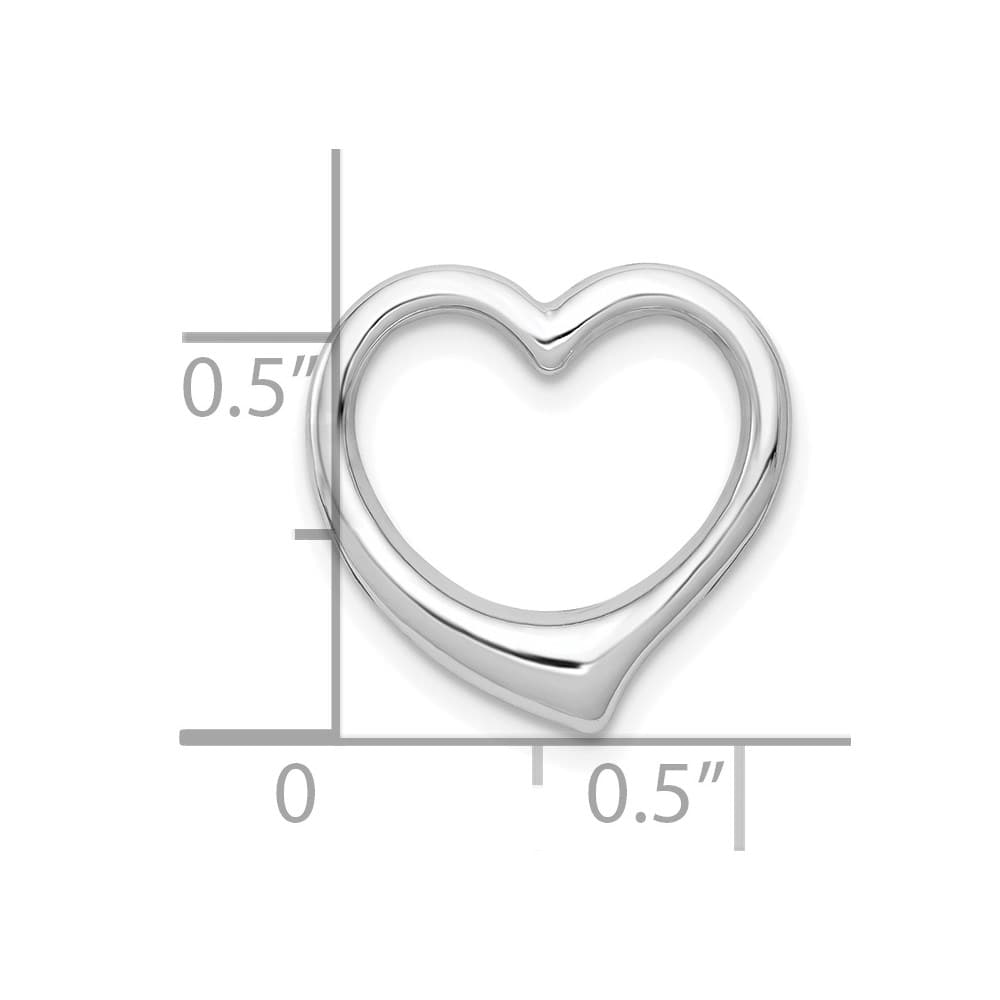 10K White Gold Solid Polished Small Floating Heart Chain Slide