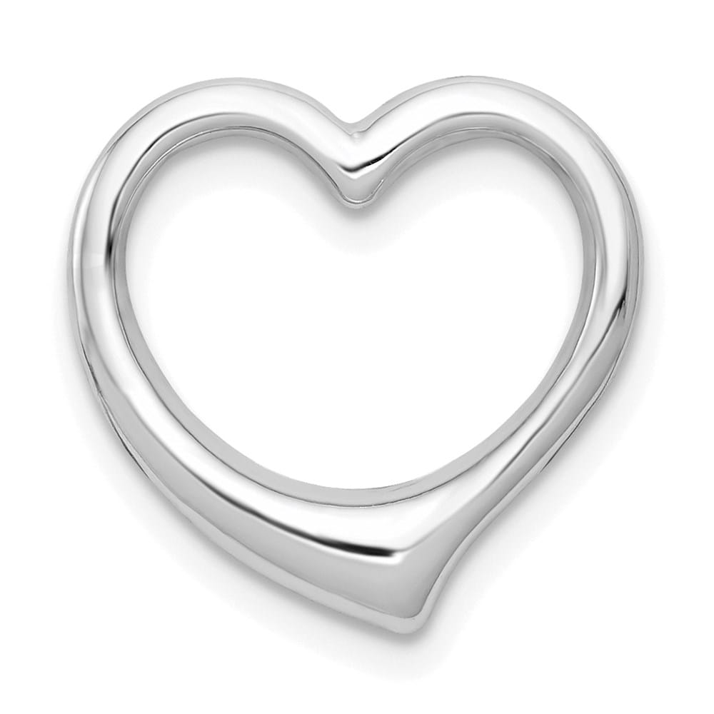 10K White Gold Solid Polished Small Floating Heart Chain Slide