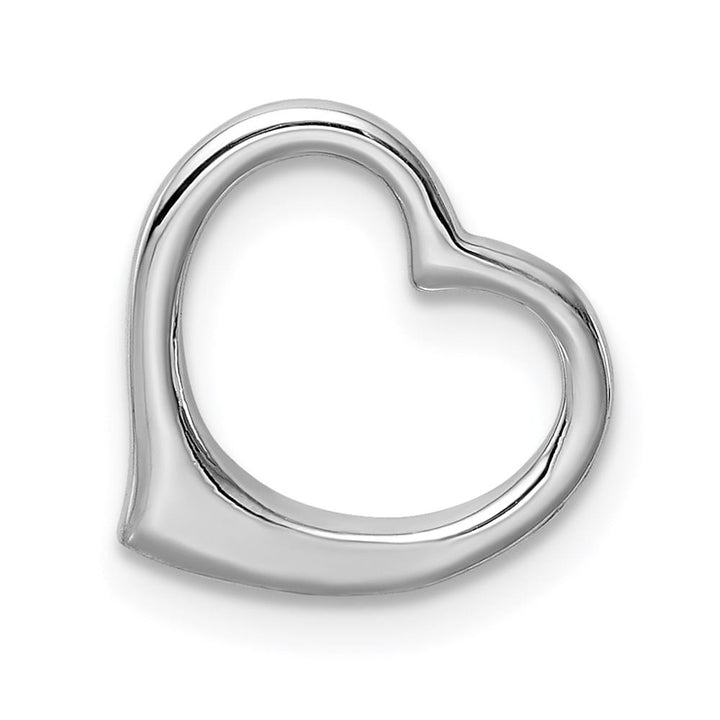 10K White Gold Solid Polished Small Floating Heart Chain Slide