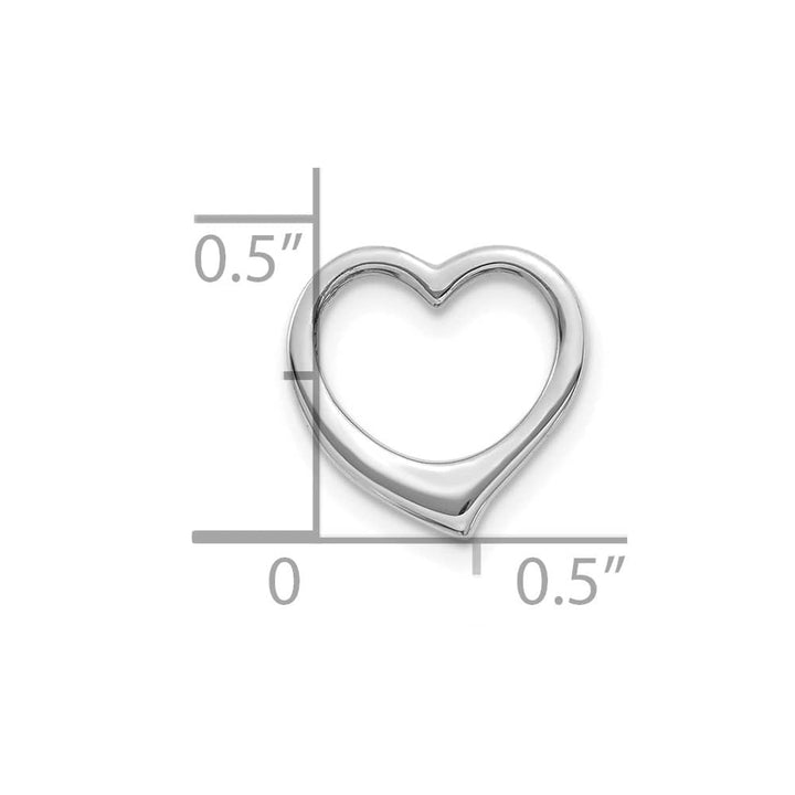 10K White Gold Solid Polished Small Floating Heart Chain Slide
