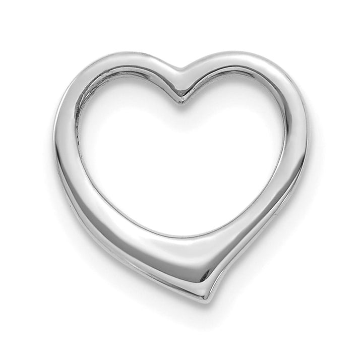 10K White Gold Solid Polished Small Floating Heart Chain Slide