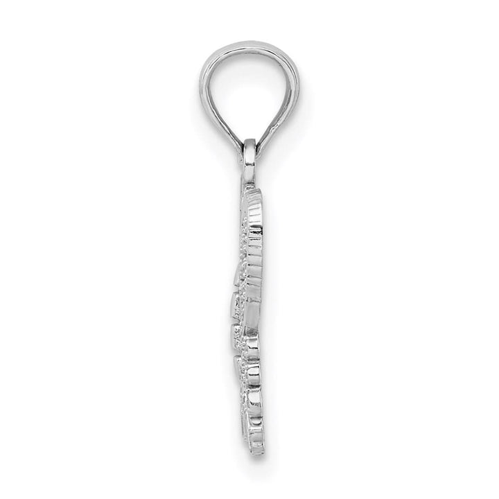10K White Gold Solid Polished Textured Extra Large Butterfly Charm