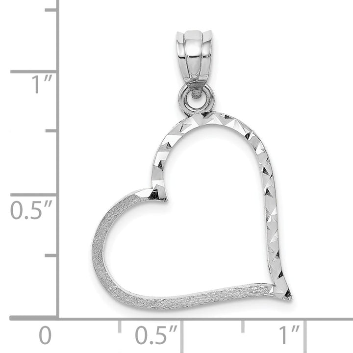 10K White Gold Solid Satin D.C. Large Reversible Heart Pendant
