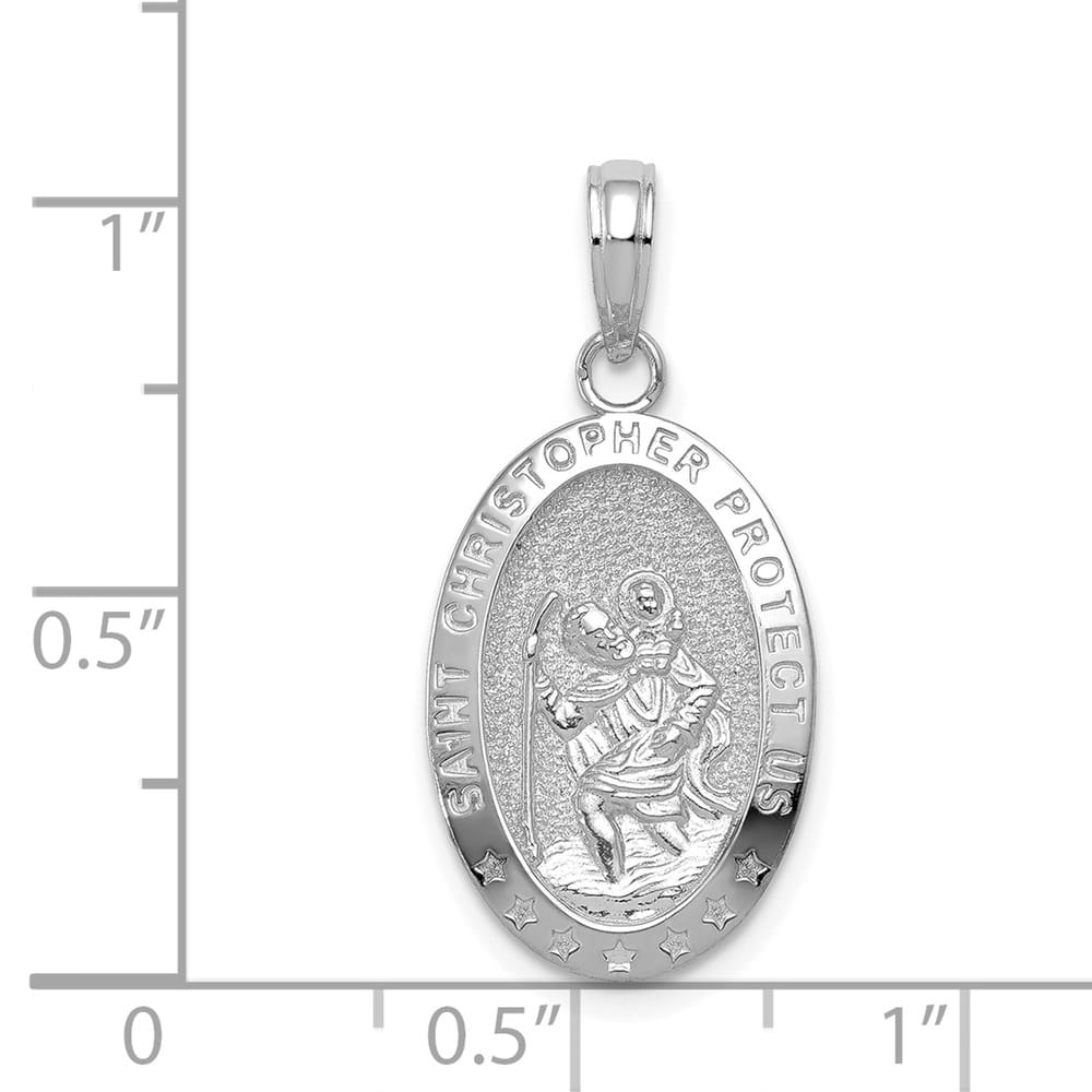 10K White Gold St. Christopher Oval Medal
