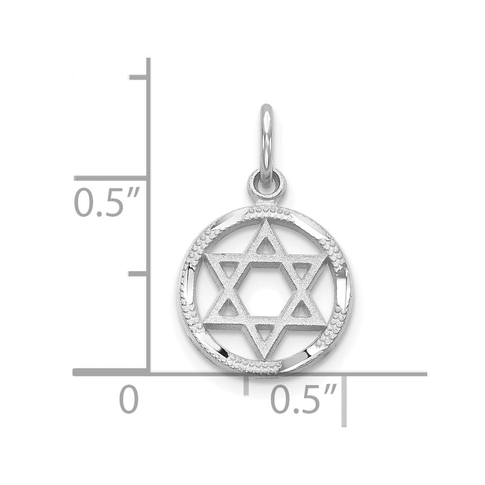 10K White Gold Star of David in Circle Charm