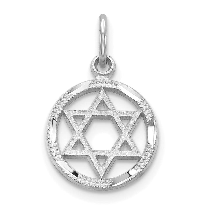 10K White Gold Star of David in Circle Charm