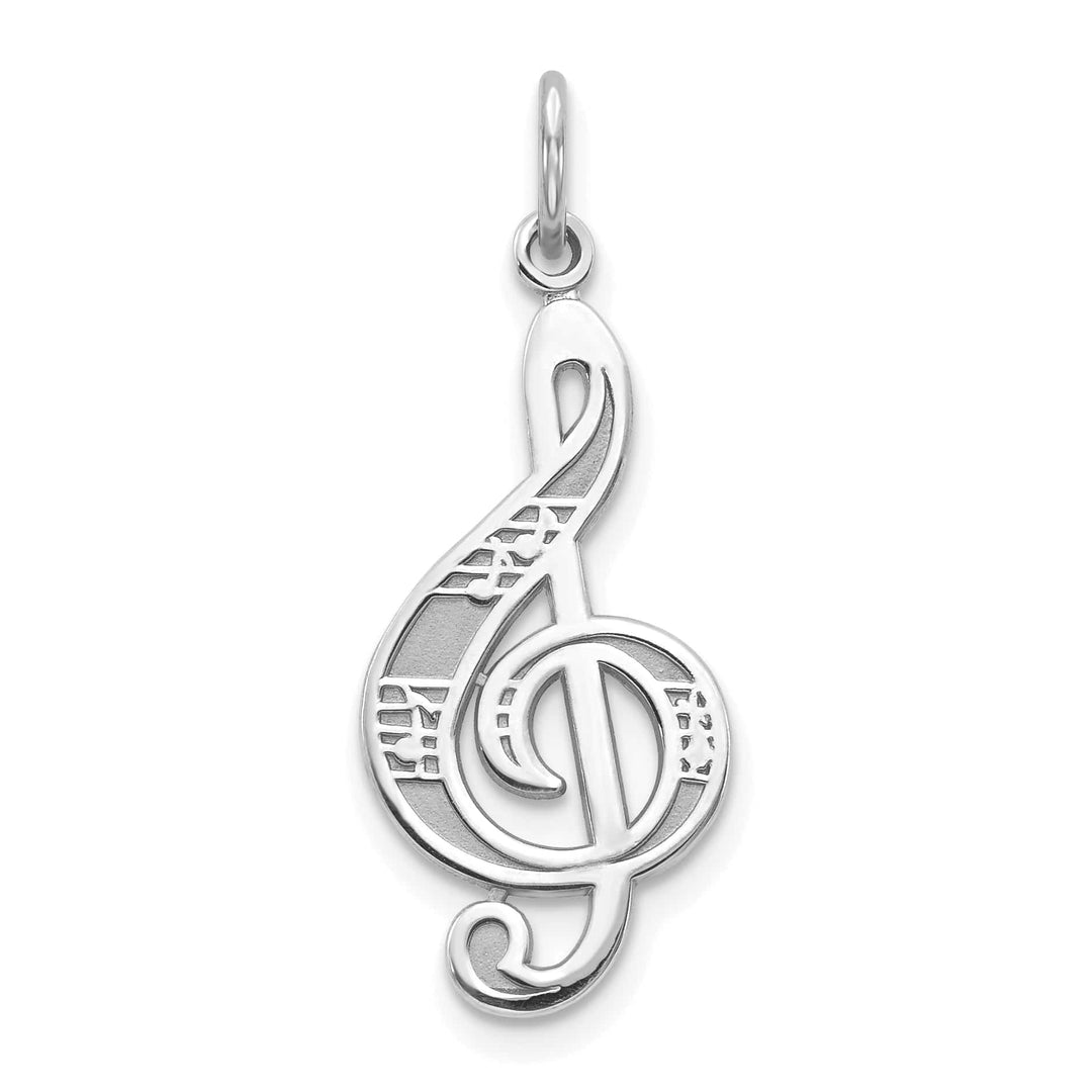 10K White Gold Treble Clef Charm, Large