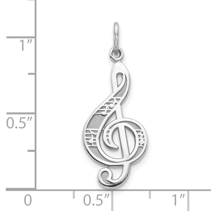 10K White Gold Treble Clef Charm, Large