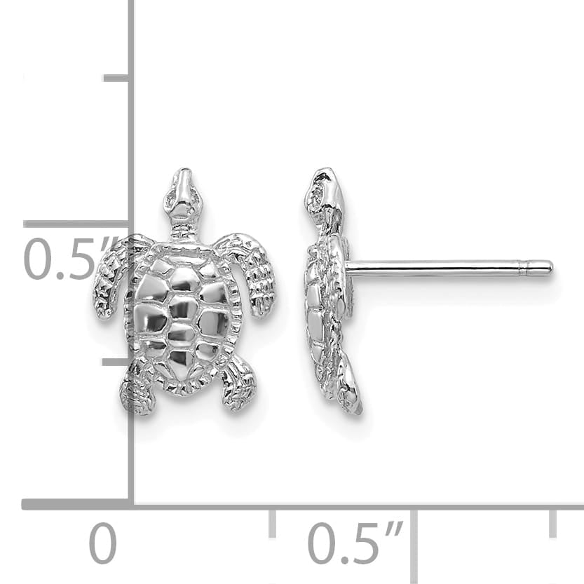 10k White Gold Turtle Post Earrings