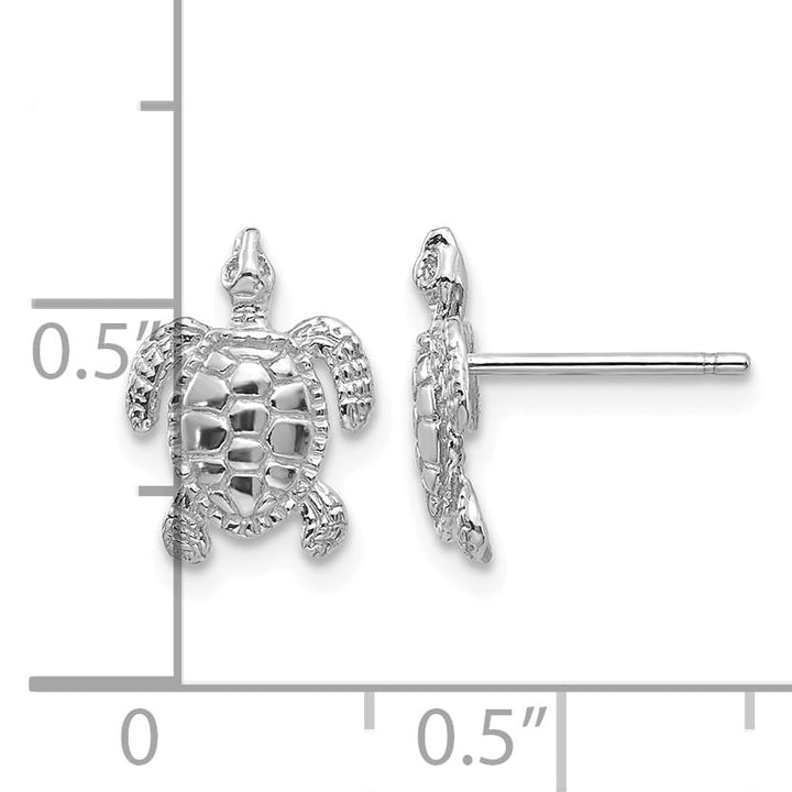 10k White Gold Turtle Post Earrings