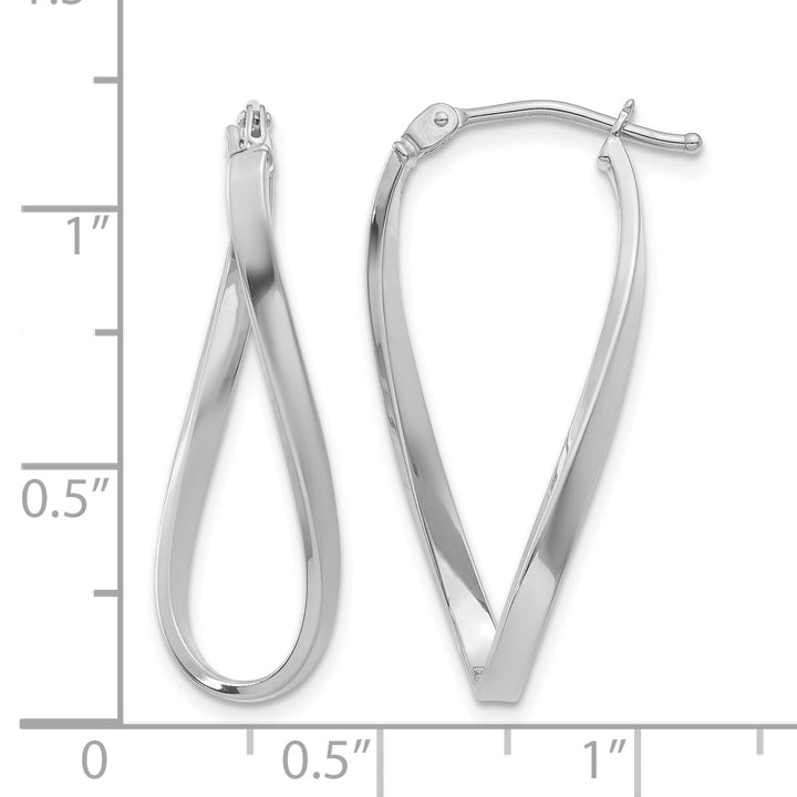 10k White Gold Twisted Hoop Earrings