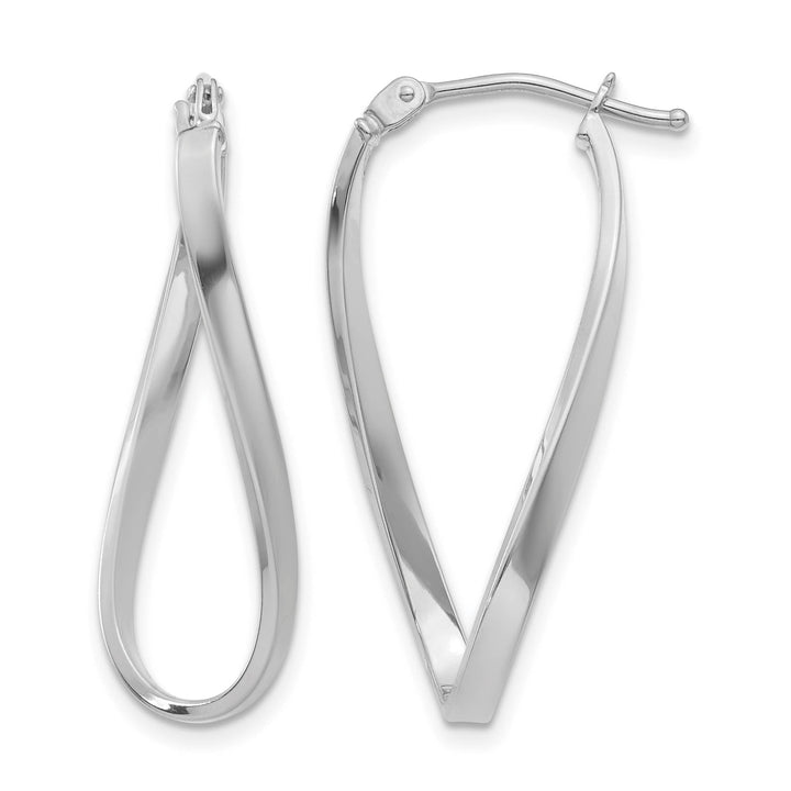 10k White Gold Twisted Hoop Earrings