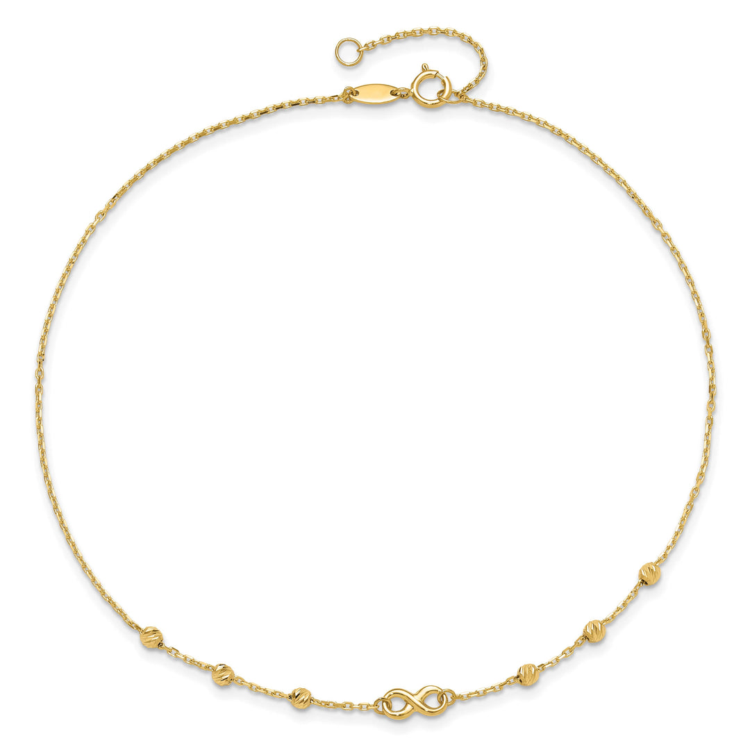 10K Yellow Gold 0.95 mm D.C. Cable Anklet