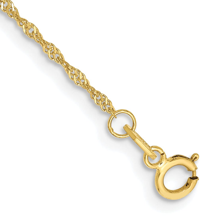 10K Yellow Gold 1.1 mm Singapore Anklet
