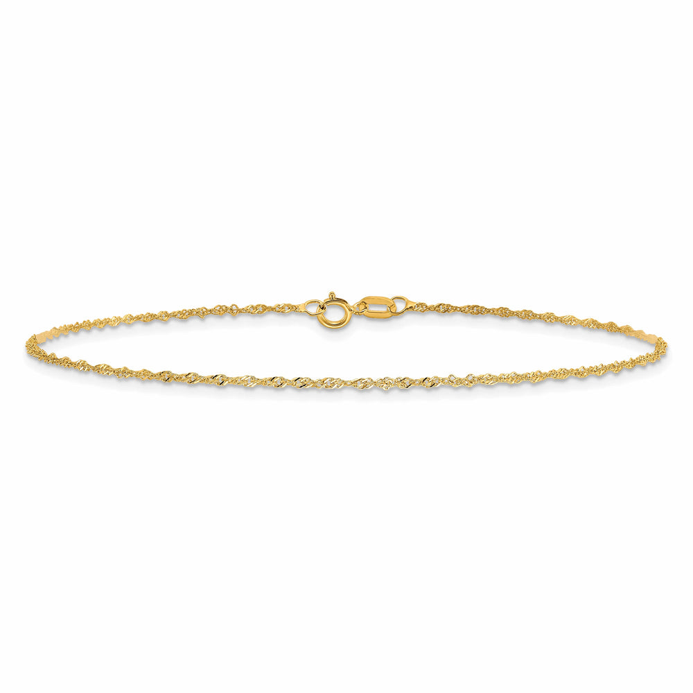10K Yellow Gold 1.1 mm Singapore Anklet