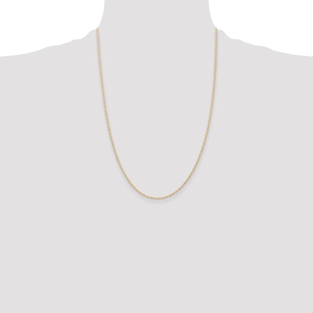 10K Yellow Gold 1.15mm Carded Cable Rope Chain Size 24