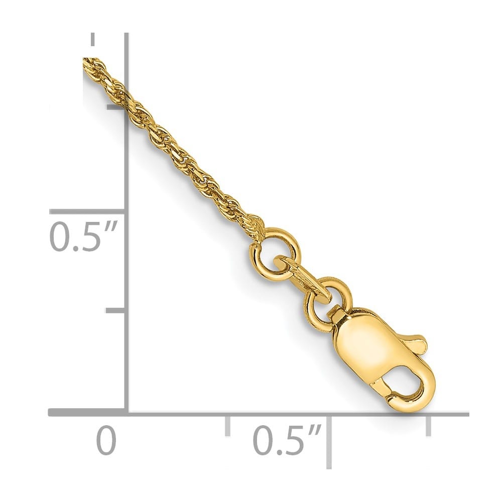 10K Yellow Gold 1.15mm D.C. Machine Made Rope Chain