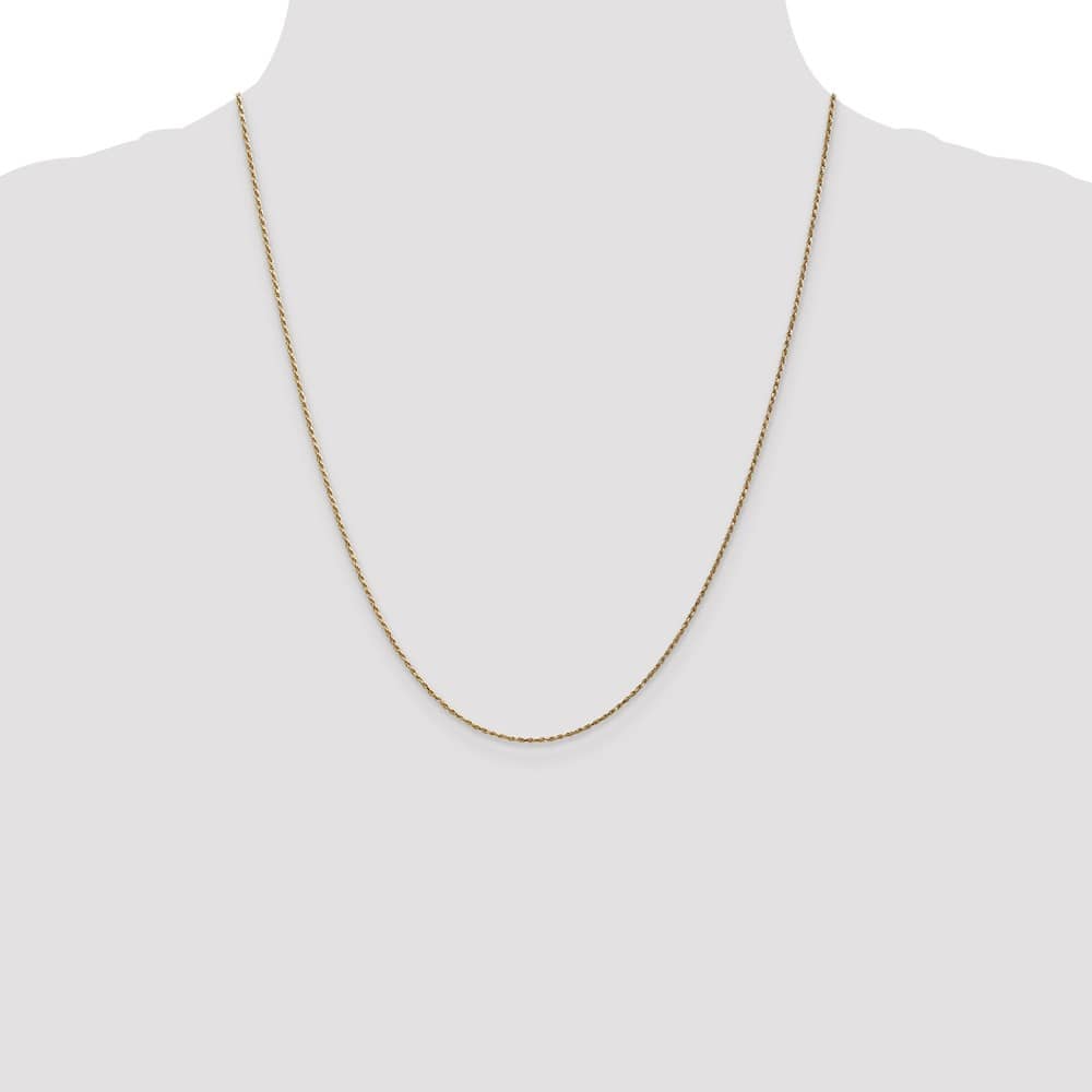 10K Yellow Gold 1.15mm D.C. Machine Made Rope Chain Size 22